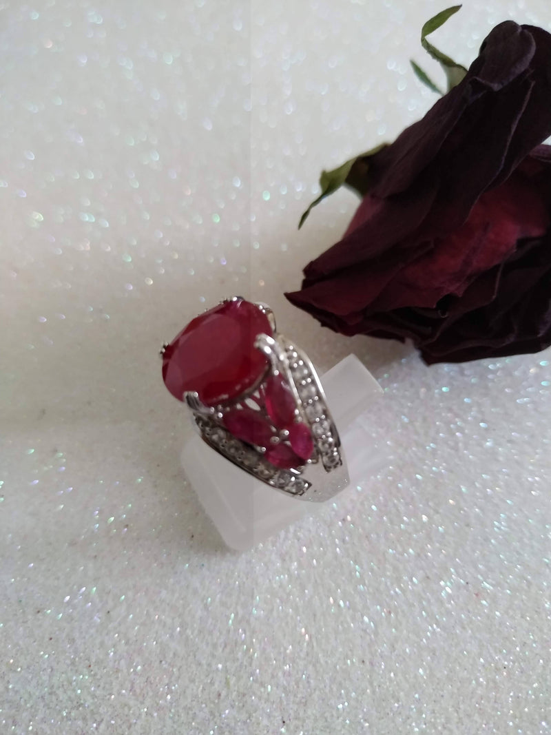 New Ruby and Zircon Ring Size P/Q