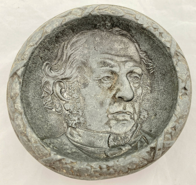 Victorian William Gladstone Relief Pewter Pin Dish, circa 1880 - 1900.