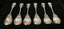 Edwardian Period set of Six Arts & Crafts Coffee Spoons with Entrelac Stems & Seed Pod Terminals.