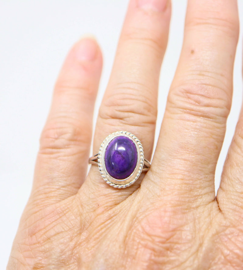 Vintage Silver & Purple Lace Agate Ring