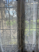 Scottish Madras Panel Remnant Semi Finished with Ornamental Floral Vase design in White 67” / 37”