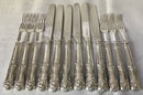 Victorian silver Kings pattern dessert knives & forks for twelve persons. Sheffield 1863 Aaron Hadfield.