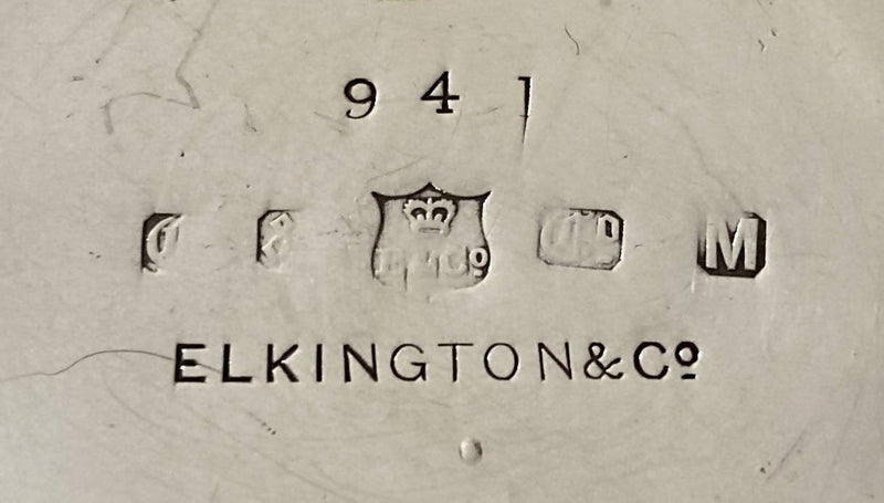 Elkington, Victorian, Neo Classical Silver Plate on Copper Circular Inkstand. Elkington & Co. 1873.