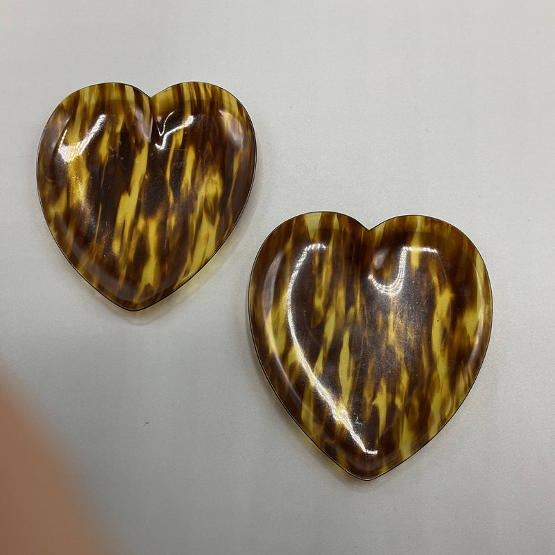 Faux tortoiseshell heart pin trays