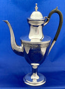 George III Style Silver Plated Pedestal Coffee Pot, circa 1890 - 1910.