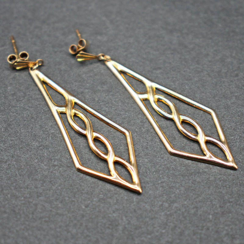 Pair open fretwork 9ct gold stud earrings