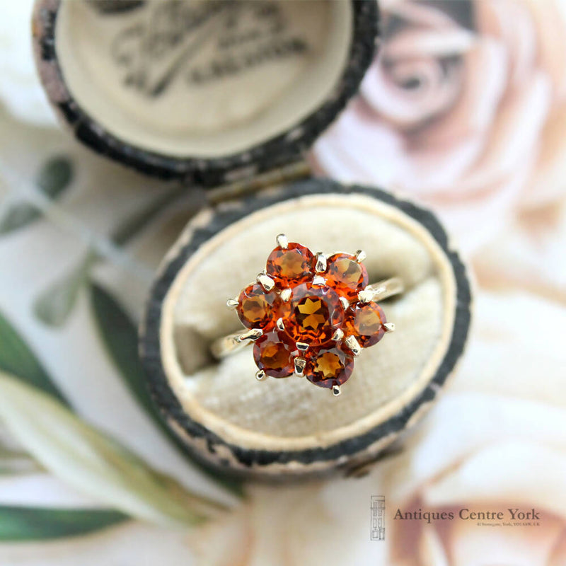 1960's 9ct Rich Citrine Cluster Ring