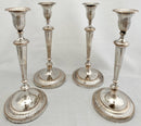 Georgian, George III, Set of Four Old Sheffield Plate Candlesticks, circa 1800.