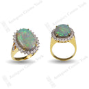 18ct Opal & Diamond Oval Cluster Ring