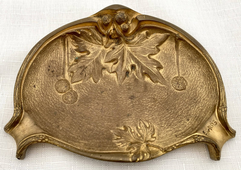 Late 19th Century French Gilt Bronze Naturalistic Desk Set, Signed E. Gros.