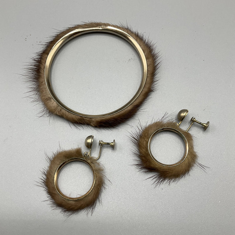 1960’s mink bangle and earrings