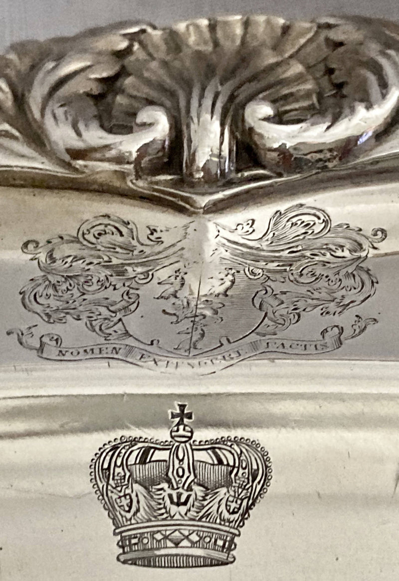 Georgian, George IV, Silver Meat Tray with Arms of Neeld & the Karadordevic Crown of Serbia. London 1828 John Bridge. 79 troy ounces.