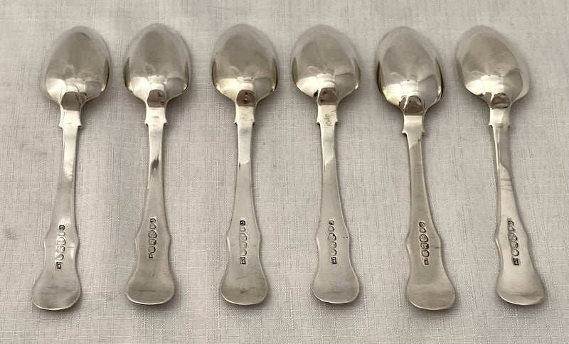 Victorian Six Silver Teaspoons. Newcastle 1845 John Walton. 4.9 troy ounces.