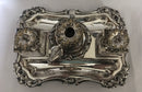 William IV period Sheffield plated inkstand with central taperstick holder. Circa 1835 - 1840