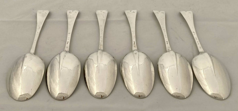 Georgian, George I, Six Silver Rat Tail Tablespoons. London 1727 Edward Hall. 10 troy ounces.