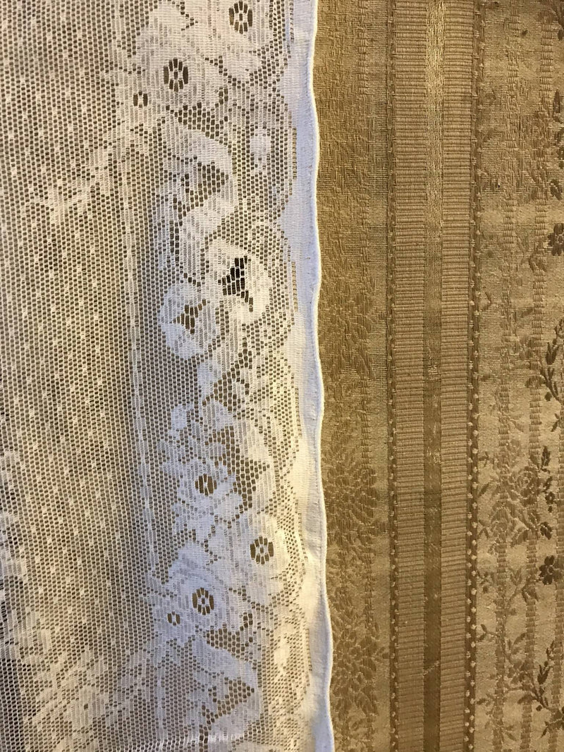 "Lydia" Victorian Style White Cotton Lace Curtain Panel- 60" x 86" 235cm