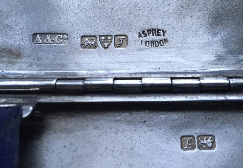 Asprey, George V, silver cigarette case. Chester 1919 Asprey & Co. 4.6 troy ounces.
