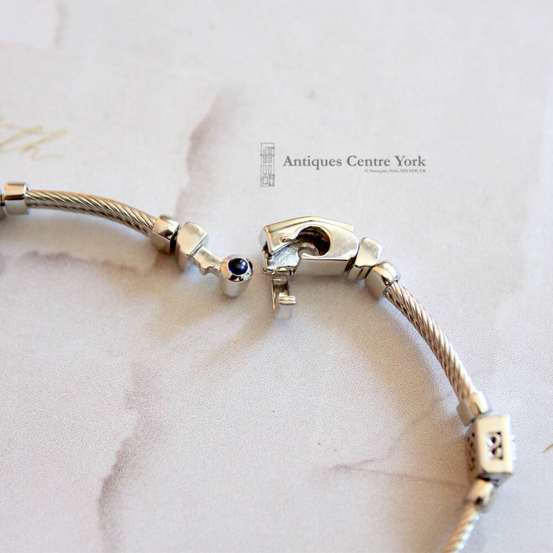 Charriol 18ct White Gold Diamond Cable Flamme Blanche Bracelet