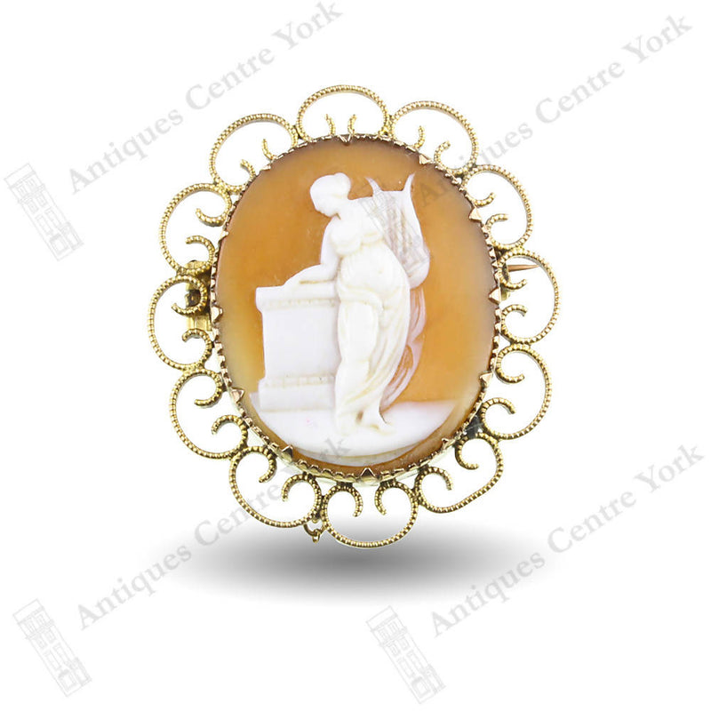 Vintage 9ct Mourning Cameo Brooch