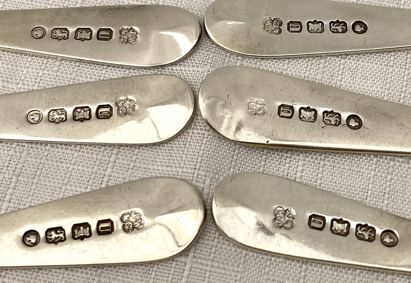 Victorian Set of Six Bright Cut Silver Teaspoons. Exeter 1876 Josiah Williams & Co. 2.5 troy ounces.