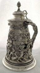 Victorian Teniers Style Silver Plated Wine Jug. John Grinsell & Sons, Birmingham circa 1870 - 1890.