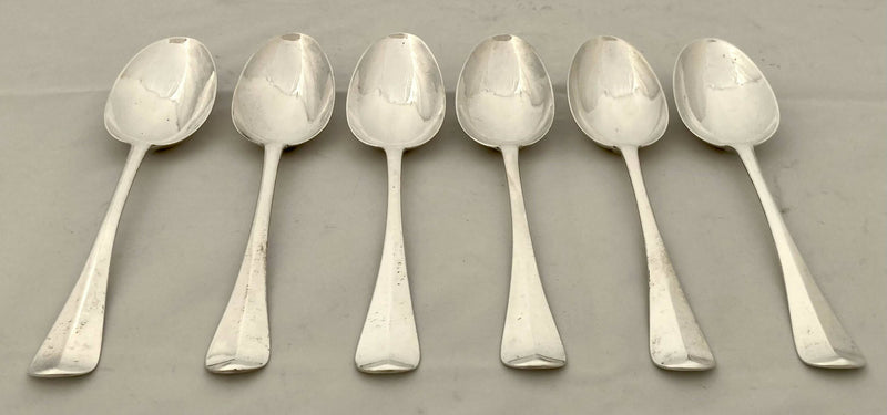 Georgian, George I, Six Silver Rat Tail Tablespoons. London 1727 Edward Hall. 10 troy ounces.