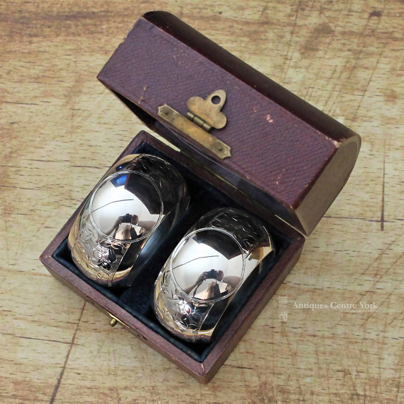 Edwardian Pair of Boxed Silver Serviette Rings