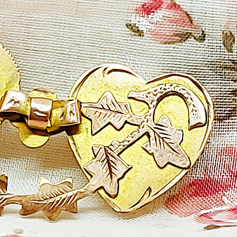 9ct Gold Victorian 'Mizpah' Love Brooch - Two Hearts Joined