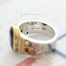 French Bijoux Canyon Silver Lapis Lazuli & Coral Ring