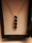 New 925 Sterling Silver Garnet Pendant Necklace