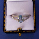 9ct Gold Blue Topaz and Diamond Ring Size N