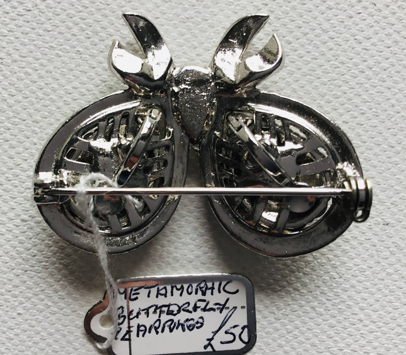 Metamorphic Butterfly brooch with earrings.