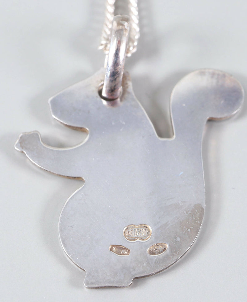 Silver Italian Squirrel Pendant & Chain.