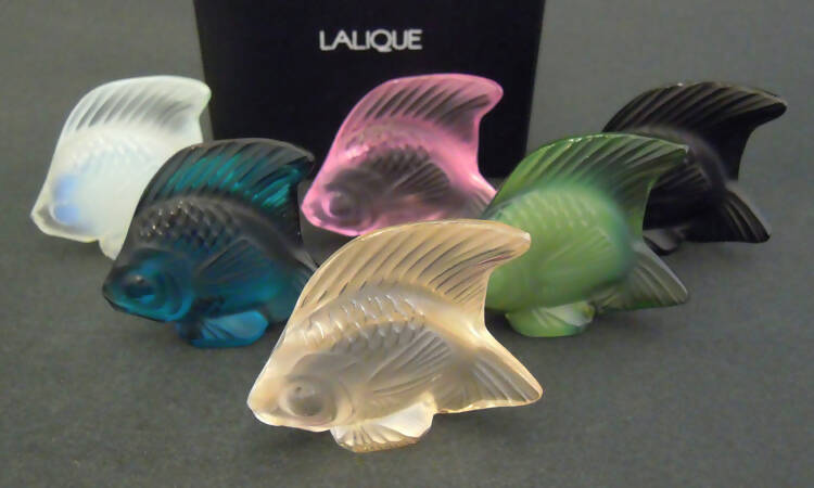 New Lalique: Gold lustre "Fish" seal/sculpture