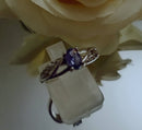 New Tanzanite & Zircon Rhodium Overlay 925 Sterling Silver - Size N