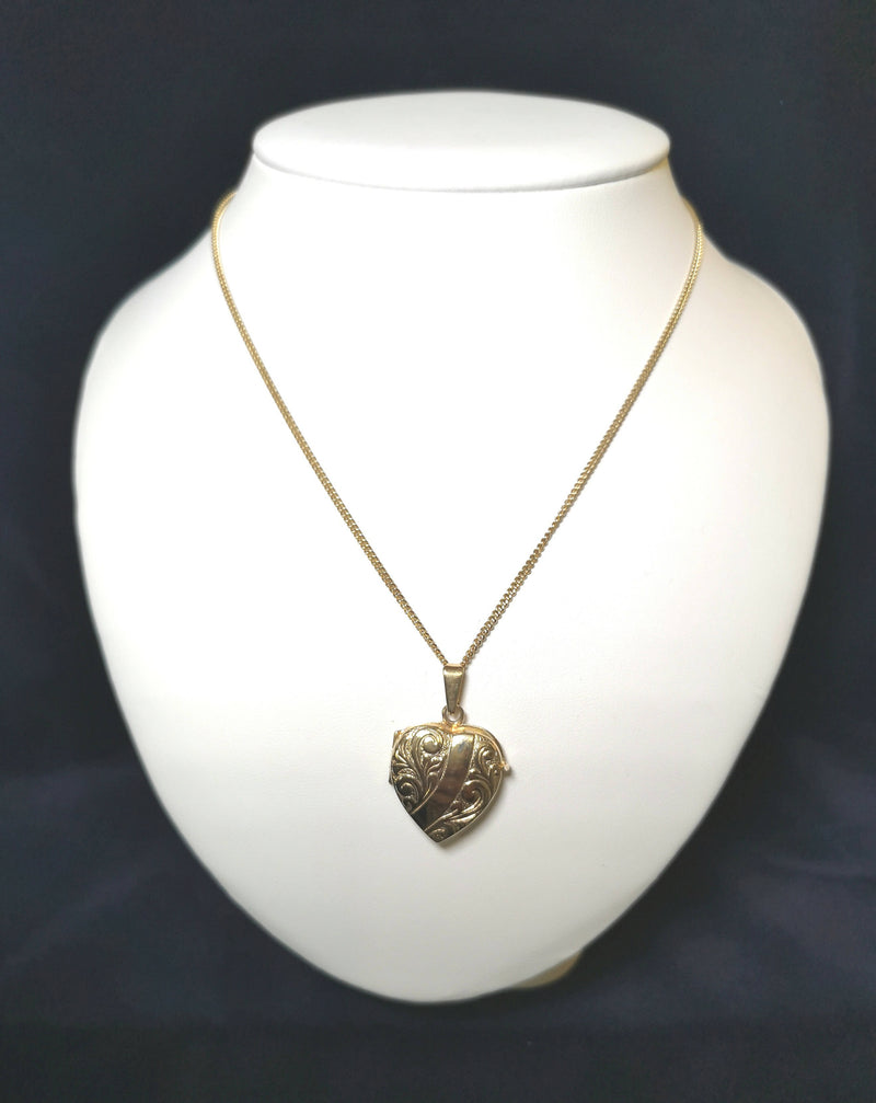 Vintage 9ct Gold Heart Locket & Chain