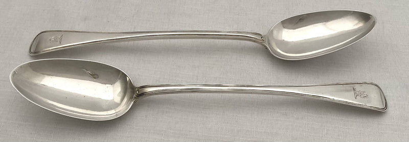 Georgian, George IV, Pair of Silver Basting Spoons. London 1821 Eley & Fearn. 8.8 troy ounces.