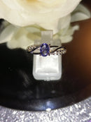 New Tanzanite & Zircon Rhodium Overlay 925 Sterling Silver - Size N