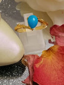 New Arizona Sleeping Beauty Turquoise in Yellow Gold Overlay Sterling Silver - Size N/O