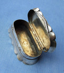 Serpentine Shape Silver Plated Snuff Box/Engraved Floral Decoration