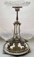Victorian Silver Plated & Cut Glass Centrepiece with Mirrored Plateau. Henry Wilkinson & Co. of Sheffield, circa 1850 - 1870.