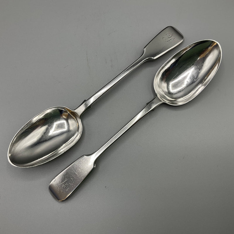 Pair of early Victorian silver tablespoons