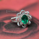 18ct White Gold Emerald & Diamond Fancy Cluster Ring