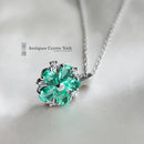 Platinum Emerald & Diamond Flower Cluster Pendant