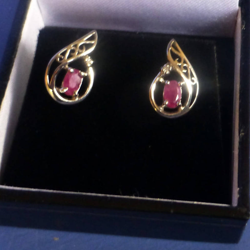 Silver Ruby Earrings