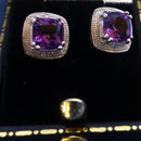 Silver Amethyst and Diamond Earrings