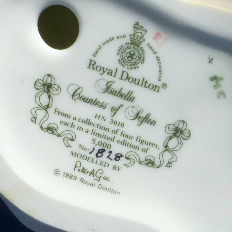 Royal Doulton Limited Edition Gainsborough Lady Figurine - Isabella, Countess of Sefton HN3010