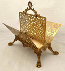 Gilt Metal Correspondence Stand on Lion Paw Feet with Dolphin Handle.