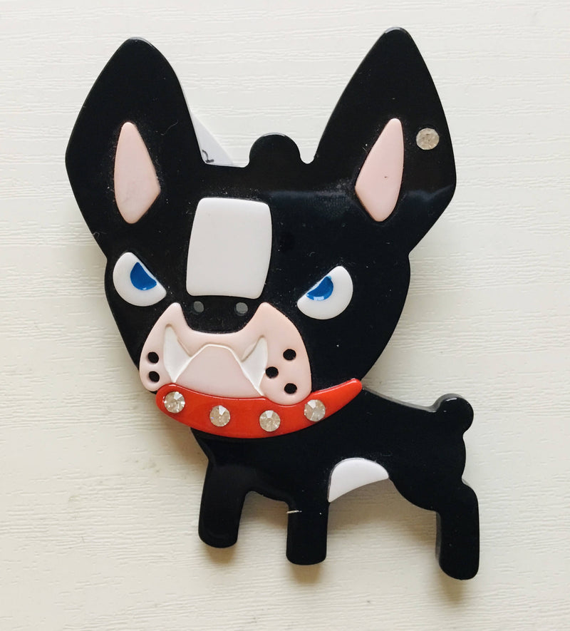 Bulldog Dog Brooch. 8 cm.