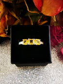 New Yellow Sapphire Trilogy Sterling Silver Ring - Size V